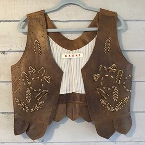 Marni beaded leather & silk vest / gilet, c.2000, rare sz 44